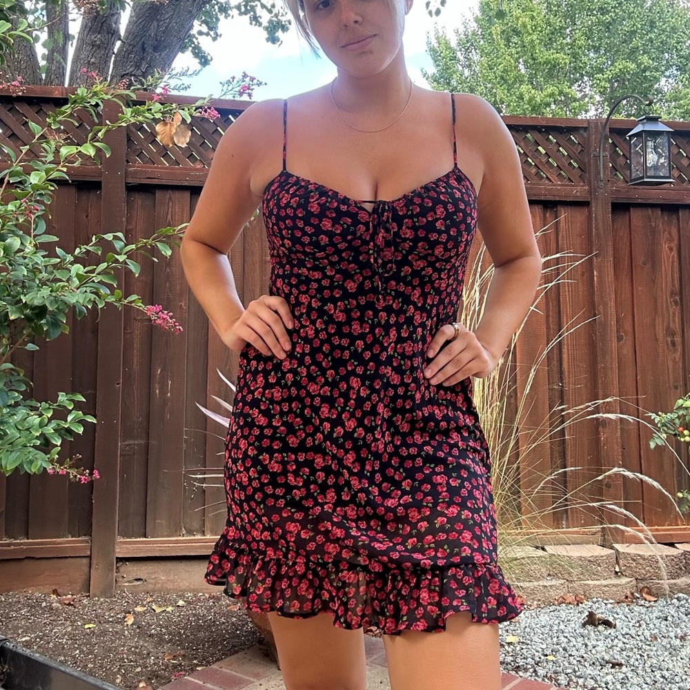Black and Red Floral Dress